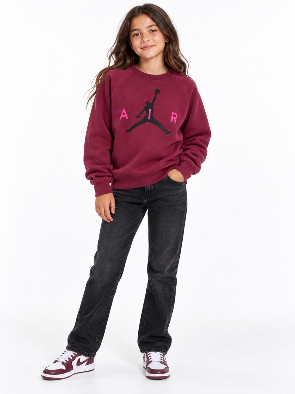 Jordan Jumpman AIR Burgundy Sweatshirt | Youth L 12–13